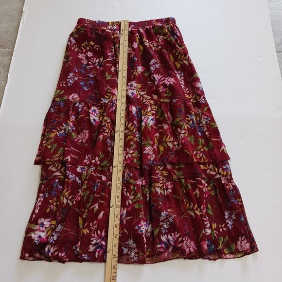 Biltmore Ruby Floral Tiered Midi Skirt Medium NWT - Picture 7 of 8